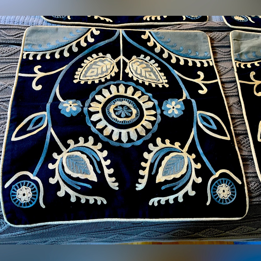 Pier 1 Embroidered Decorative Pillow Covers